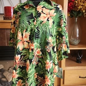 NEW WITH TAGS SHIP N SHORE Vintage 70s 80% Rayon Green FloralSize  XLARGE.